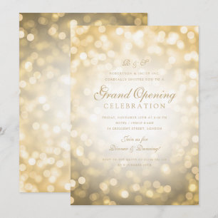 Invitation Gold Bokeh Lights Corporate Grand Ouverture 