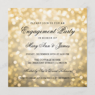 Invitation Gold Bokeh Lights Elegant Engagement Party
