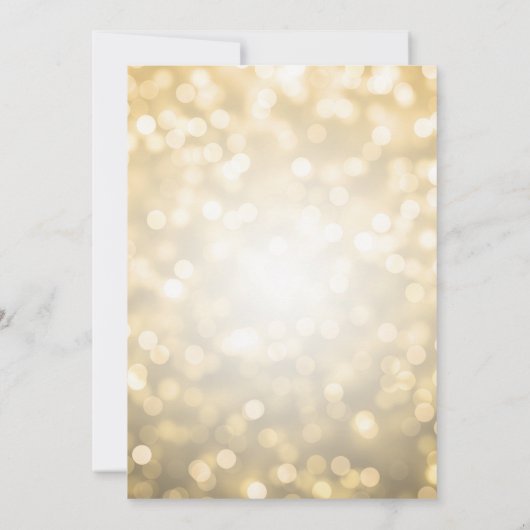 Invitation Gold Bokeh Lumières Élégant Mariage réduit (Dos)