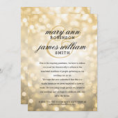 Invitation Gold Bokeh Lumières Élégant Mariage réduit (Devant / Derrière)