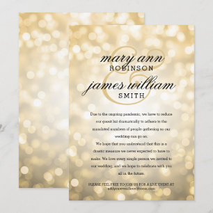 Invitation Gold Bokeh Lumières Élégant Mariage réduit