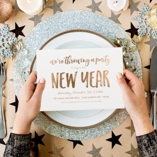 Invitation Gold Bold Brush New Year's Party