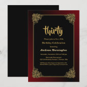 Invitation Gold Border 30th Birthday Party (Devant / Derrière)
