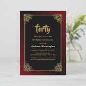 Invitation Gold Border 40th Birthday Celebration (Debout devant)