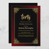 Invitation Gold Border 40th Birthday Celebration (Devant / Derrière)