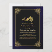 Invitation Gold Border 90th Birthday Party (Devant)