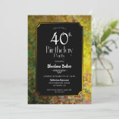 Invitation Gold Border Black 40th Birthday Party (Debout devant)