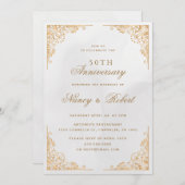 Invitation Gold Border - Crème ornée 50e anniversaire de Mari (Devant / Derrière)