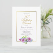 Invitation Gold Border Dahlia rose 30e anniversaire Dîner (Debout devant)