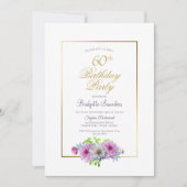 Invitation Gold Border Rose Floral 60e fête d'anniversaire (Devant)