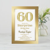 Invitation Gold Border Surprise 60e anniversaire Dîner fête (Debout devant)