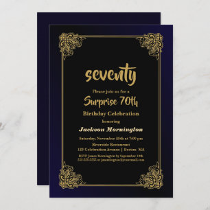 Invitation Gold Border Surprise 70e fête d'anniversaire