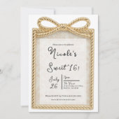 Invitation Gold Bow Cadeau cadeau cadeau boîte Sweet 16 Party (Devant)