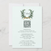 Invitation Gold Bow & Green Garland Wedding All in One Mint (Dos)