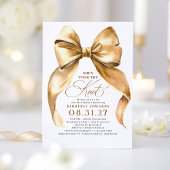 Invitation Gold Bow She's Tying the Knot Fête des mariées