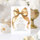 Invitation Gold Bow She's Tying the Knot Fête des mariées
