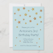 Invitation Gold brillant étoiles Bleu clair bébé Anniversaire (Devant)