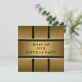 Invitation Gold Bronze Black Metal Elegant Party (Debout devant)
