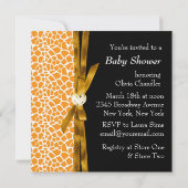 Invitation Gold Brown Carriage Boy Giraffe Baby shower (Dos)