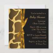 Invitation Gold Brown Carriage Boy Giraffe Baby shower (Dos)