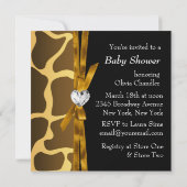 Invitation Gold Brown Carrières Boys Giraffe Baby shower (Dos)