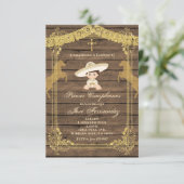 Invitation Gold Brown CUMPLEANOS Uno Fête Anniversaire (Debout devant)