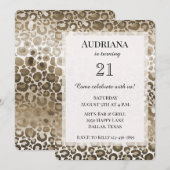Invitation Gold Brown Leopard Poster de animal Anniversaire (Devant / Derrière)