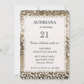 Invitation Gold Brown Leopard Poster de animal Anniversaire (Devant)