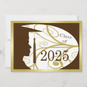 Invitation Gold/Brown Man Silhouette 2025 Graduation Party (Devant)