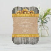 Invitation Gold Brown Rustic Sunflower (Debout devant)