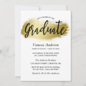 Invitation Gold Brush Stroke Graduation Party (Devant)