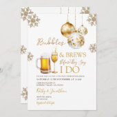 Invitation Gold Bubbles & Brews Bière Noël Couples Douche (Devant / Derrière)
