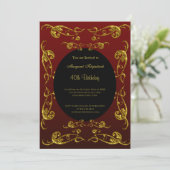 Invitation Gold Burgundy Black 40th Birthday Party (Debout devant)