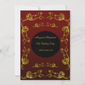 Invitation Gold Burgundy Black 40th Birthday Party (Dos)