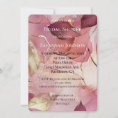 Invitation Gold Burgundy Blush Feuilles Fête des mariées roma (Devant)