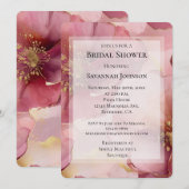 Invitation Gold Burgundy Blush Floral Fête des mariées romant (Devant / Derrière)