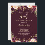 Invitation Gold Burgundy Elégant Floral 70e fête d'anniversai<br><div class="desc">Plus joli fleurs Invitations d'anniversaire dans le Little Bayleigh Store!</div>