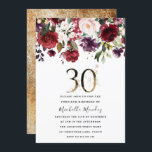 Invitation Gold Burgundy Floral Élégante fête du 30e annivers<br><div class="desc">Gold Burgundy Floral Elégant 30th Birthday Party Invitation Voir la collection correspondante à Niche et Nest Store Nous avons aussi beaucoup d'autres Invitation et collections.</div>