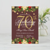 Invitation Gold & Burgundy Holiday Parties scintillant 70e an (Debout devant)