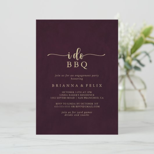 Invitation Gold Burgundy I Do BQ Engagement Party (Debout devant)