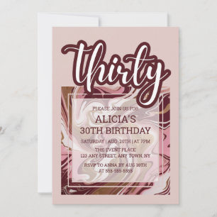 Invitation Gold Burgundy Marbre rose Fluid 30e anniversaire