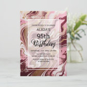 Invitation Gold Burgundy Marbre rose Fluid 95e anniversaire (Debout devant)