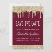 Invitation Gold Burgundy Parties scintillant Sweet 16 Enregis (Devant)