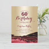 Invitation Gold Burgundy Red Agate 60e anniversaire (Debout devant)
