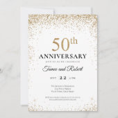 Invitation Gold Burgundy White 50th Wedding Anniversary  (Devant)