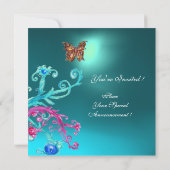 INVITATION GOLD BUTTERFER TURQUOISE AQUA BLEU GEMSTONE (Dos)