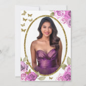 Invitation Gold Butterflies Pink Roses 18th Debut Birthday (Dos)