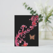 Invitation GOLD BUTTERFLY, rouge vif noir (Debout devant)