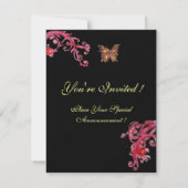 Invitation GOLD BUTTERFLY, rouge vif noir (Dos)