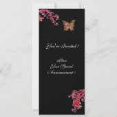 Invitation GOLD BUTTERFLY, rouge vif noir (Dos)
